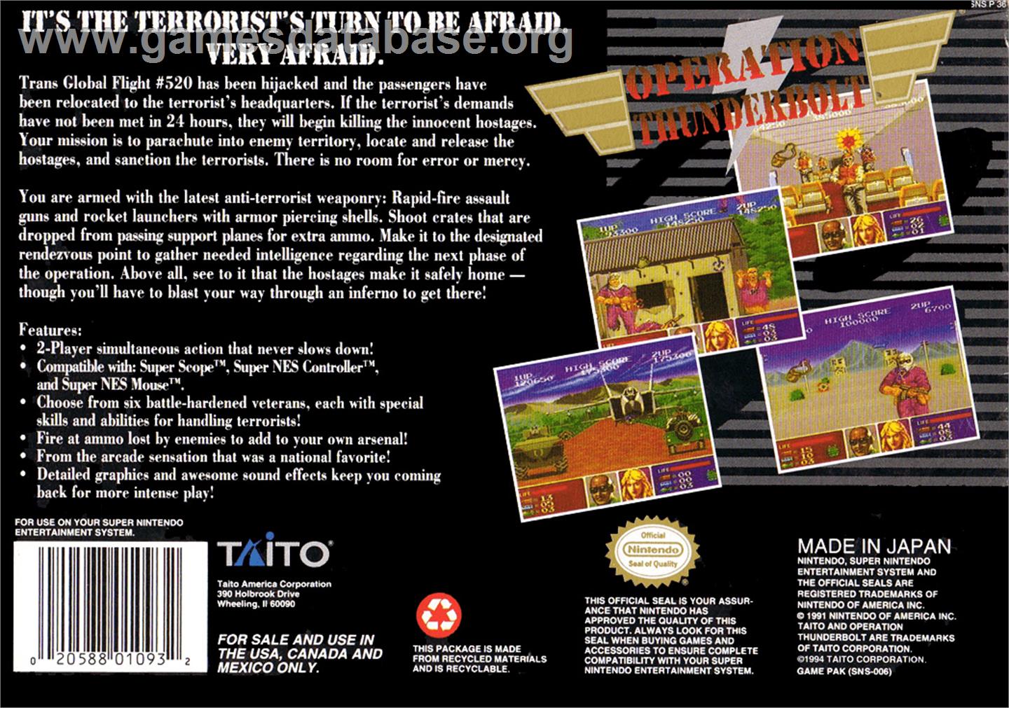 Operation Thunderbolt - Nintendo SNES - Artwork - Box Back