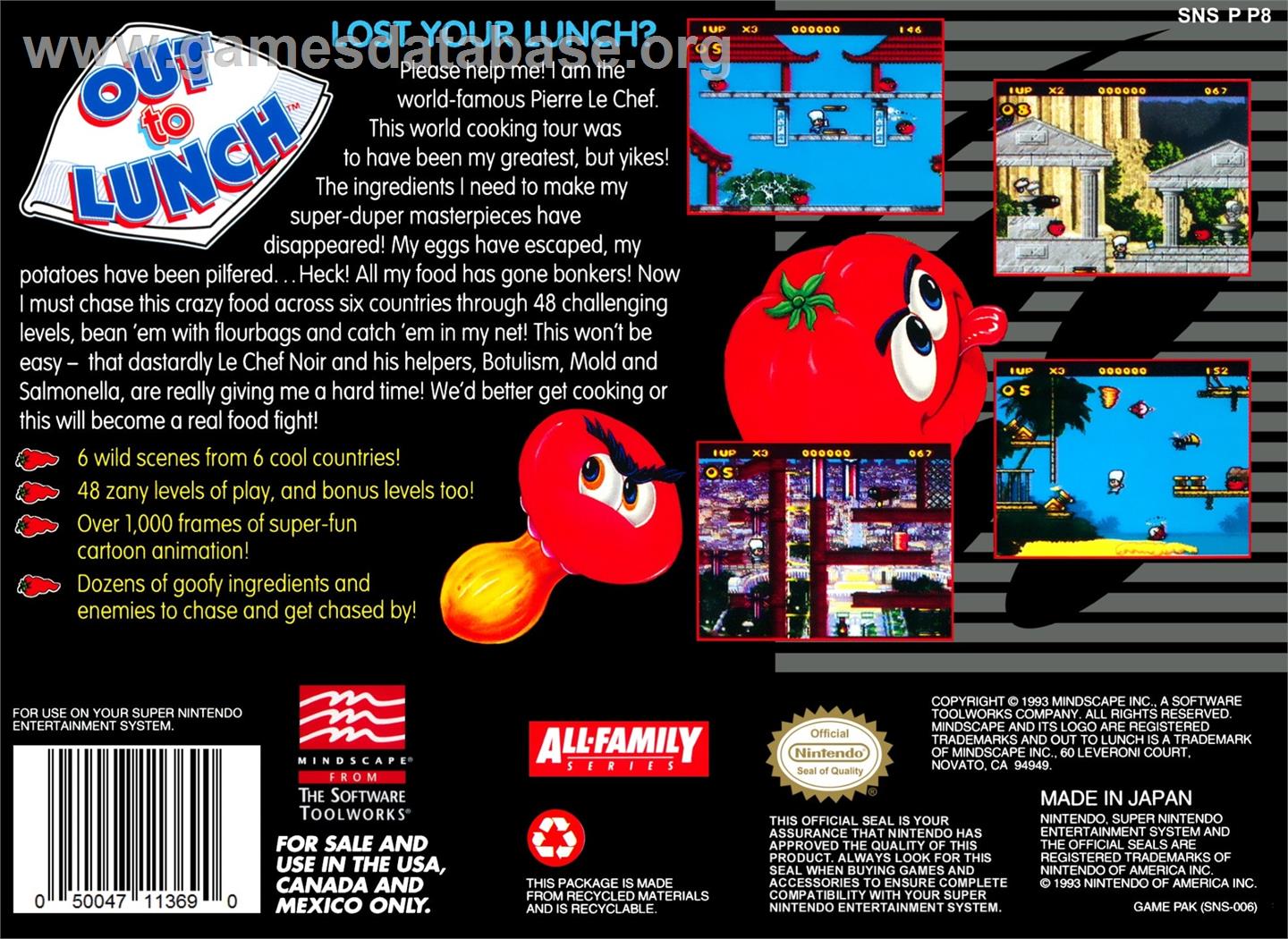 Out To Lunch - Nintendo SNES - Artwork - Box Back