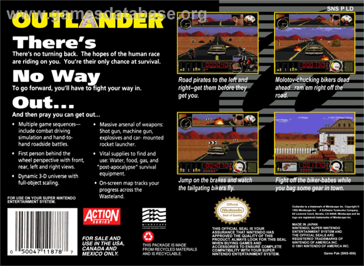 Outlander - Nintendo SNES - Artwork - Box Back