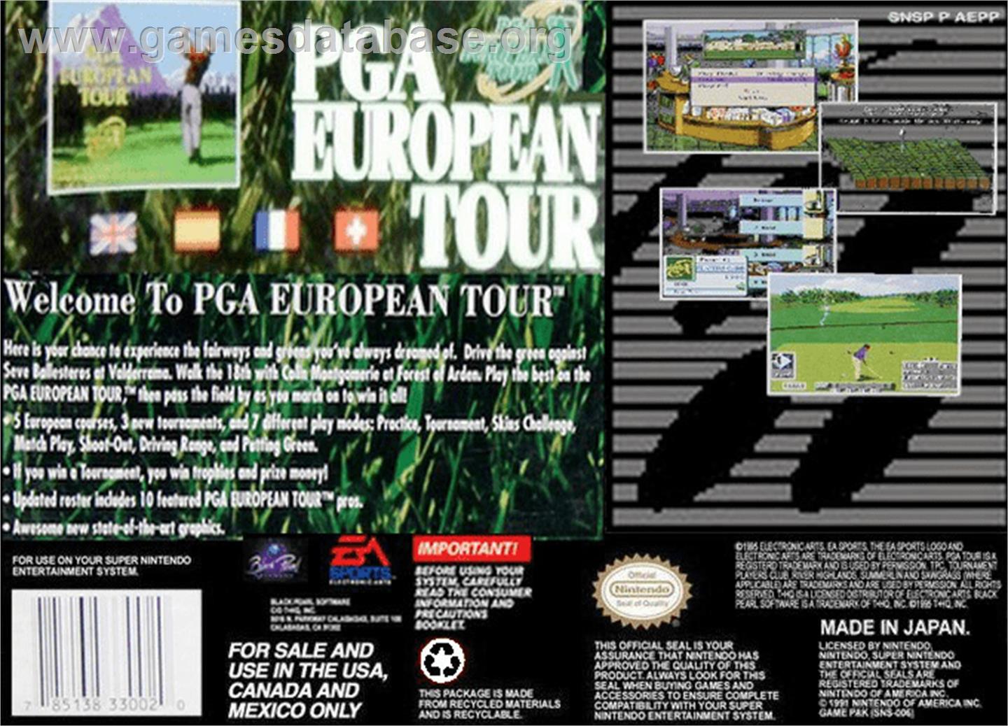 PGA European Tour - Nintendo SNES - Artwork - Box Back