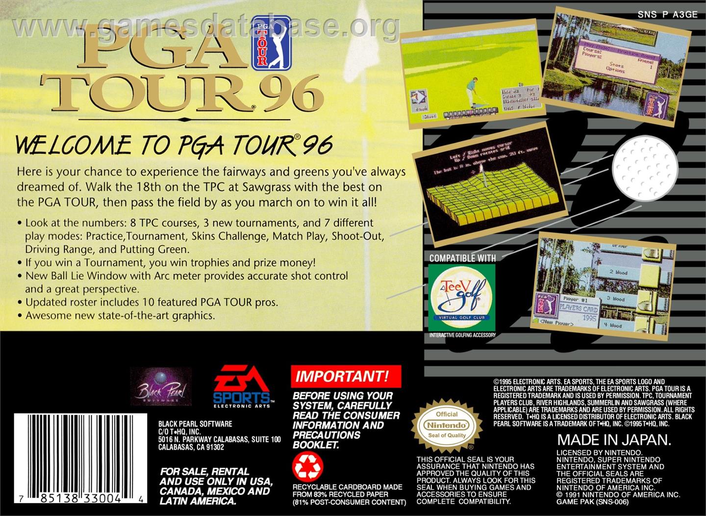 Pga Tour 96 - Nintendo SNES - Artwork - Box Back