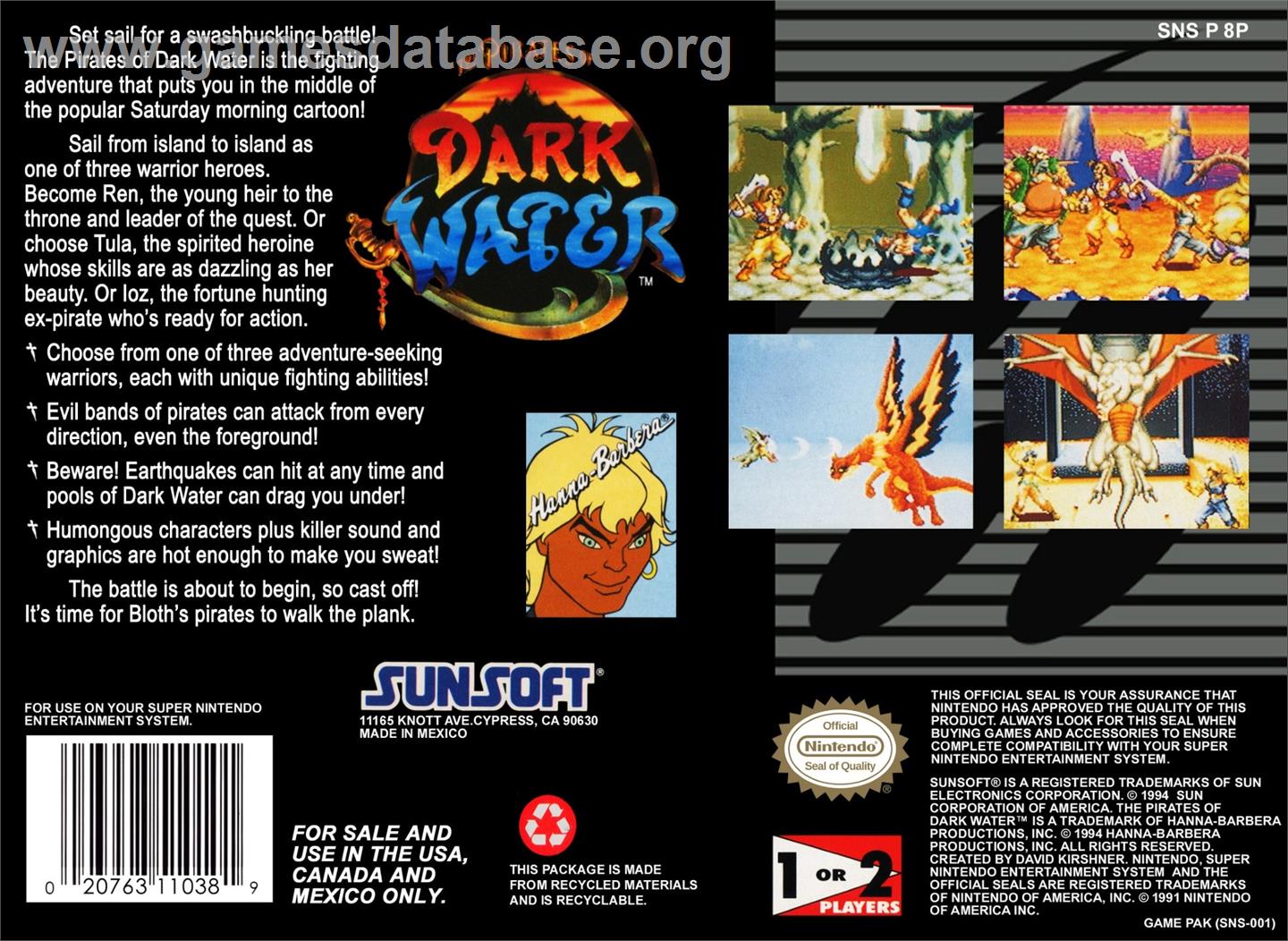 Pirates Of Dark Water, The - Nintendo SNES - Artwork - Box Back