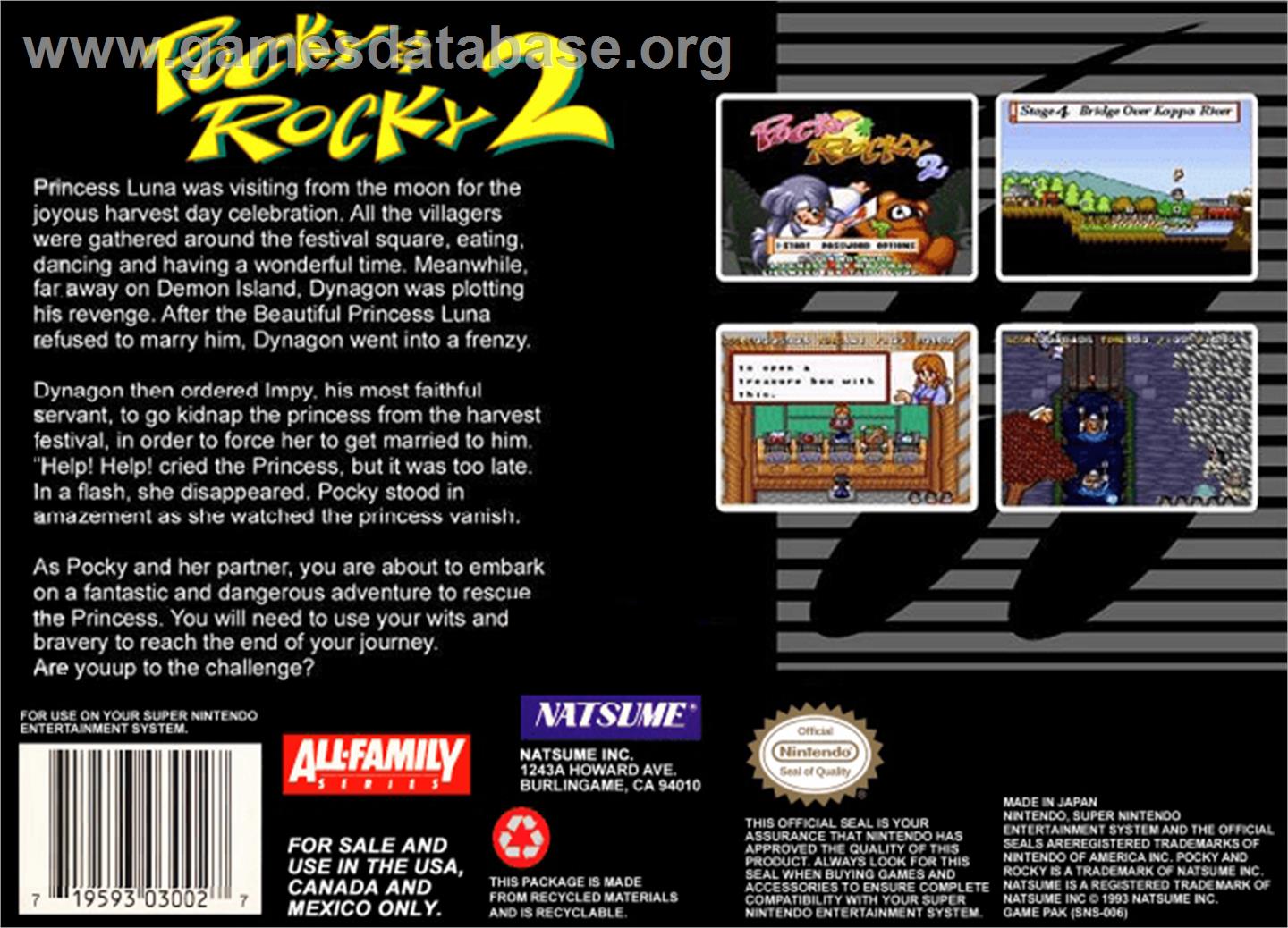 Pocky & Rocky 2 - Nintendo SNES - Artwork - Box Back