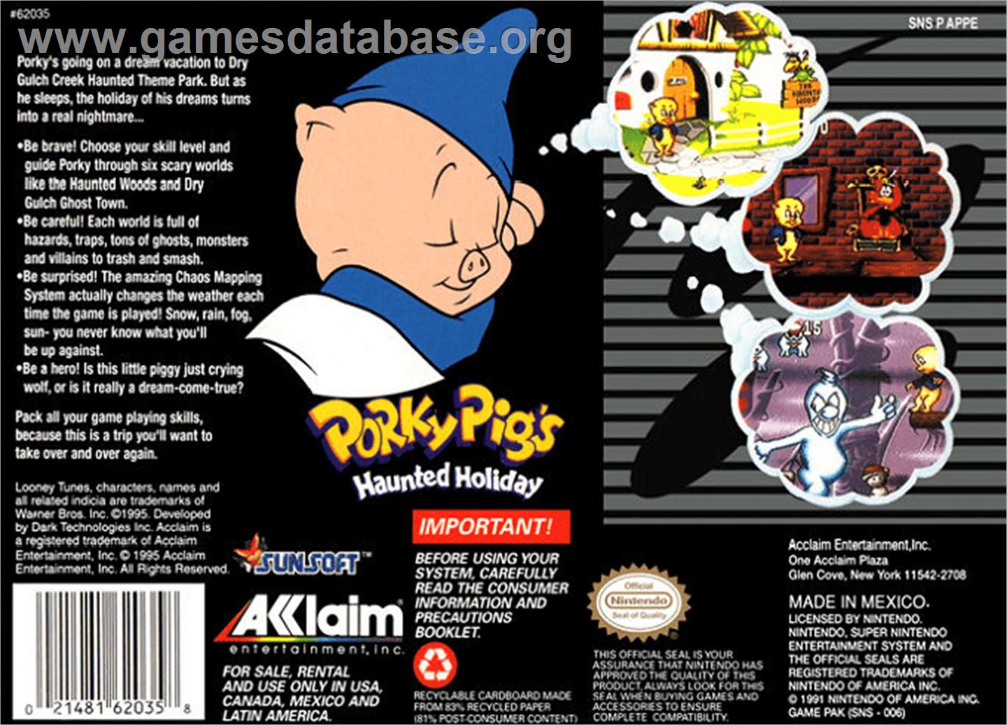 Porky Pig's Haunted Holiday - Nintendo SNES - Artwork - Box Back