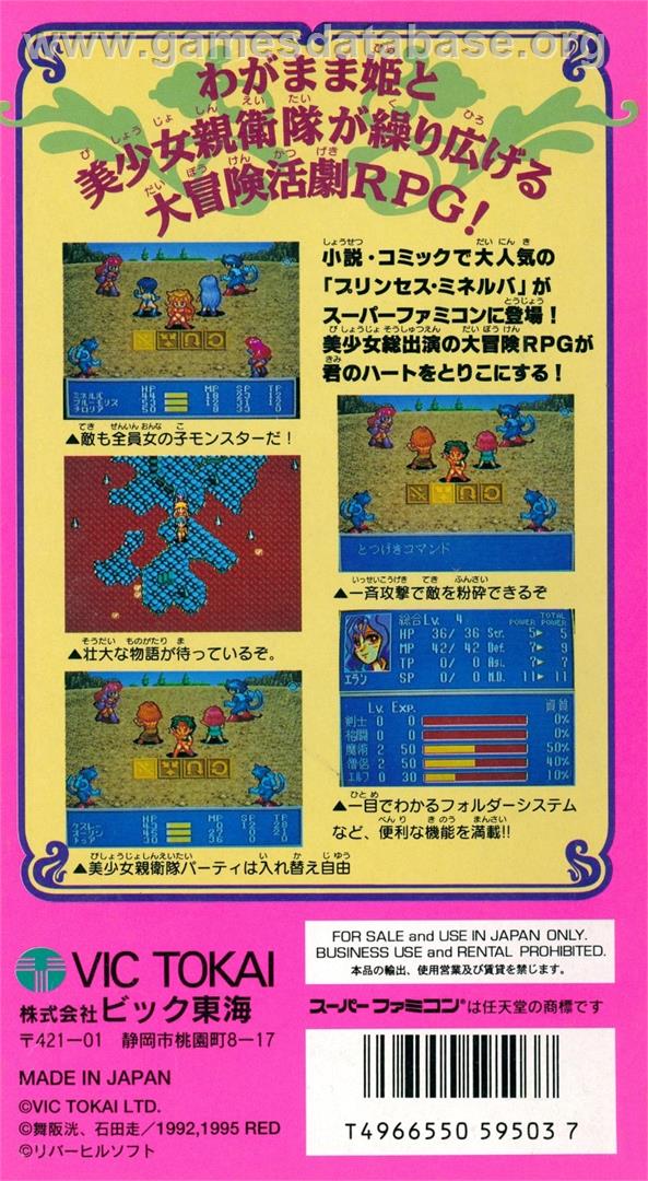 Princess Minerva - Nintendo SNES - Artwork - Box Back