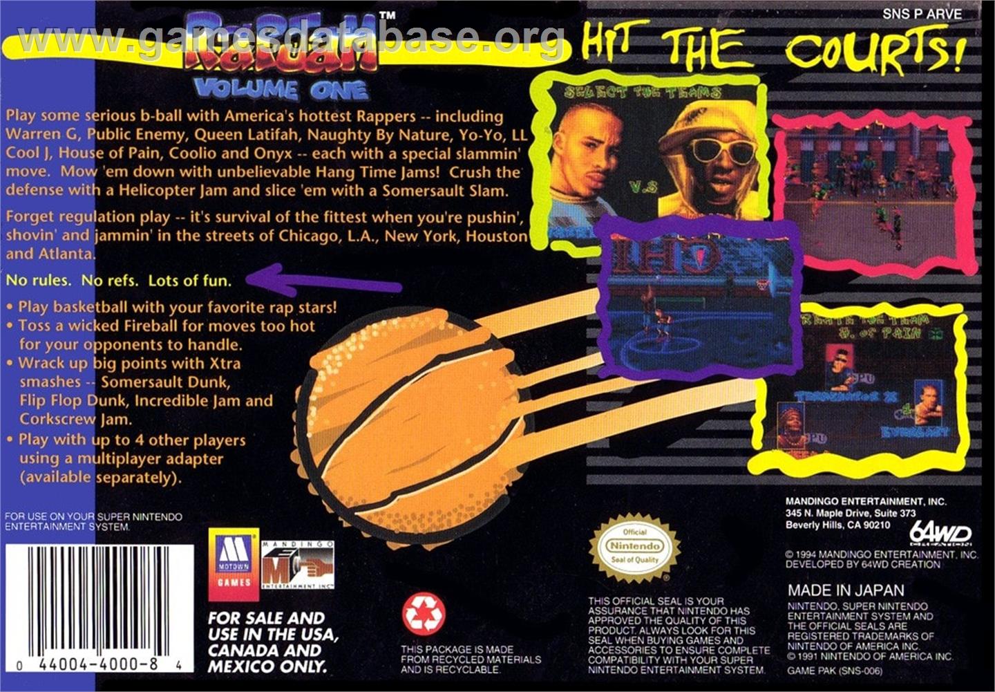 Rapjam - Volume One - Nintendo SNES - Artwork - Box Back