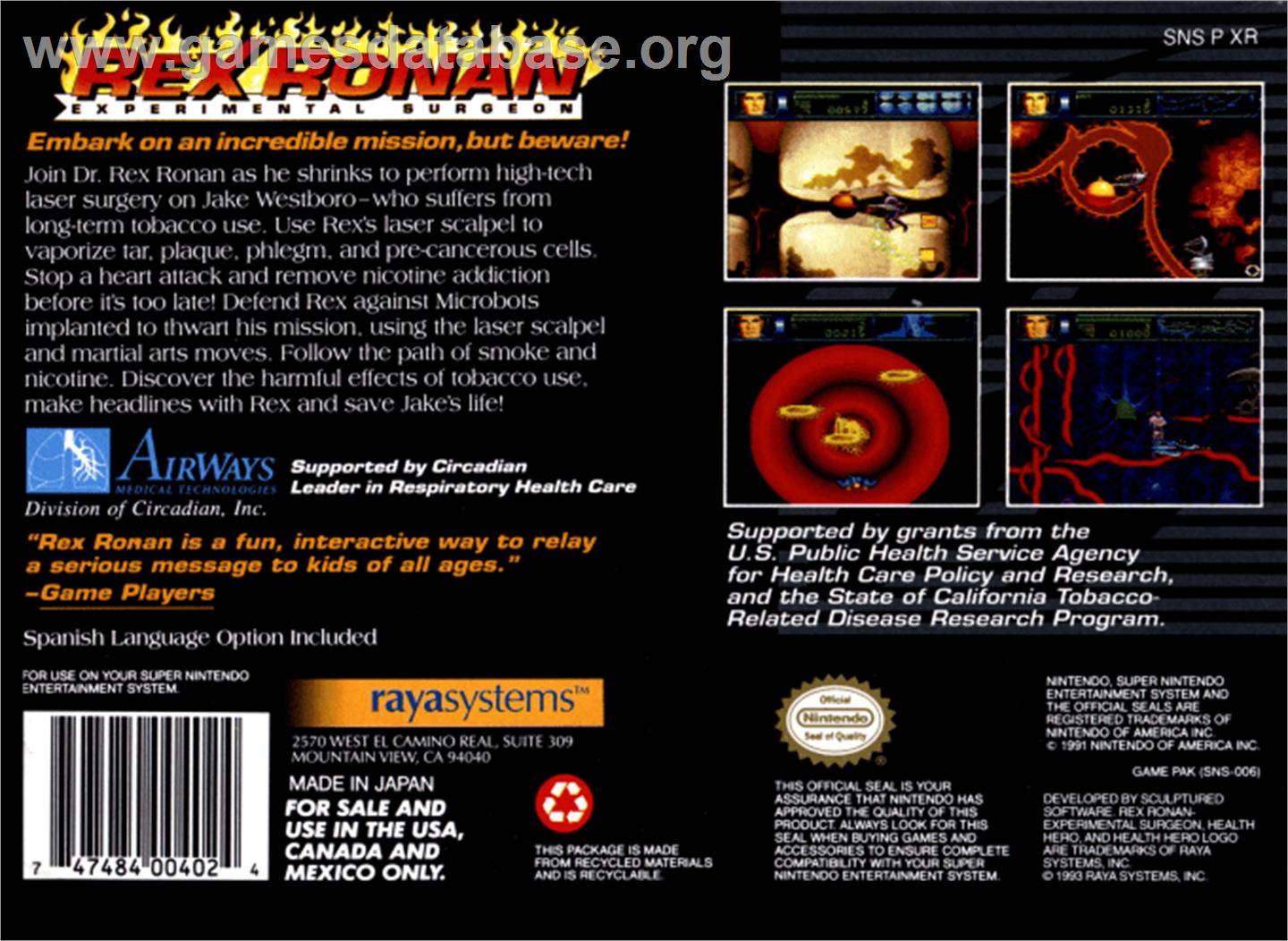 Rex Ronan: Experimental Surgeon - Nintendo SNES - Artwork - Box Back