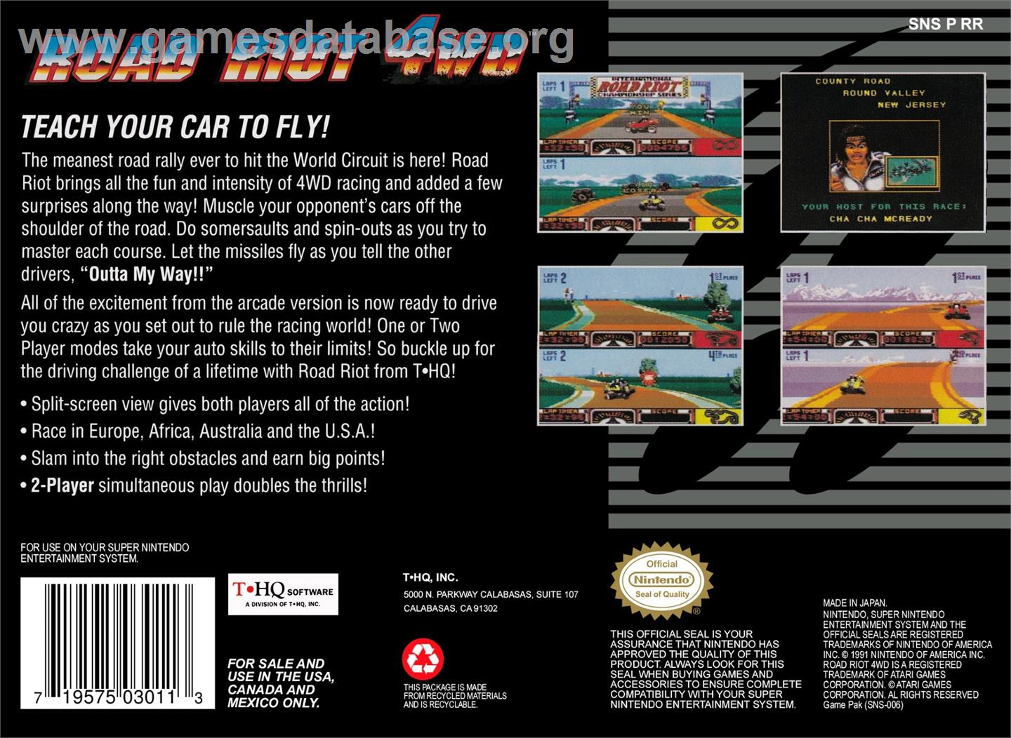 Road Riot 4wd - Nintendo SNES - Artwork - Box Back