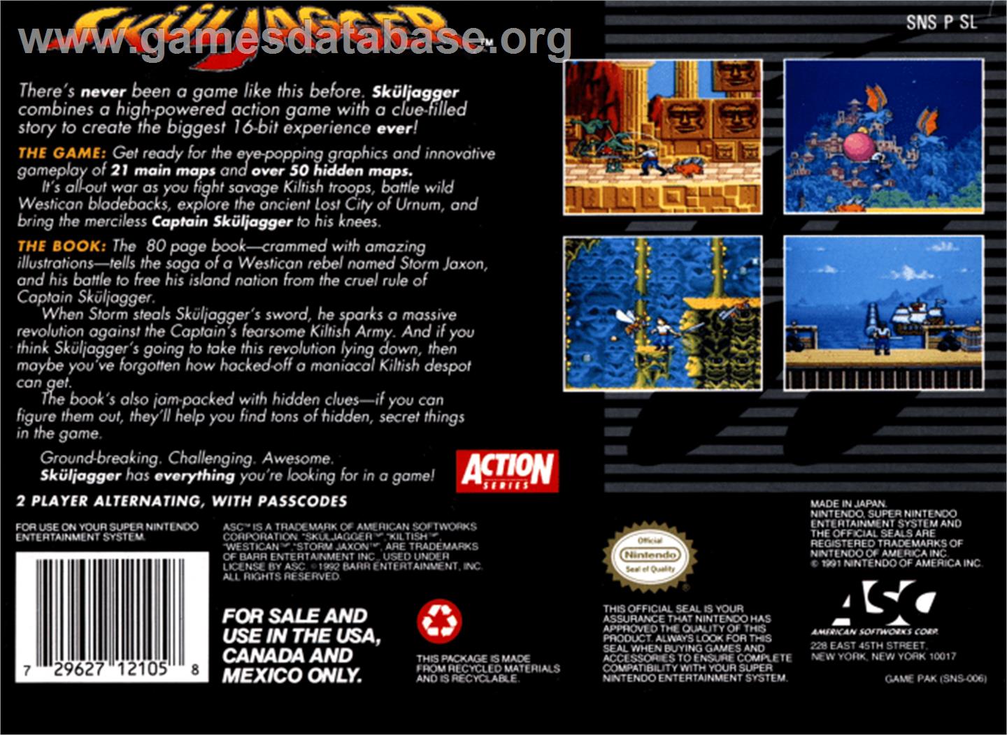 Sküljagger: Revolt of the Westicans - Nintendo SNES - Artwork - Box Back