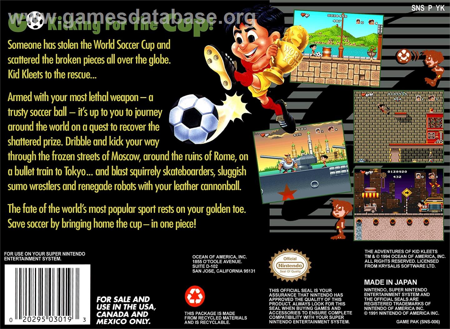 Soccer Kid - Nintendo SNES - Artwork - Box Back