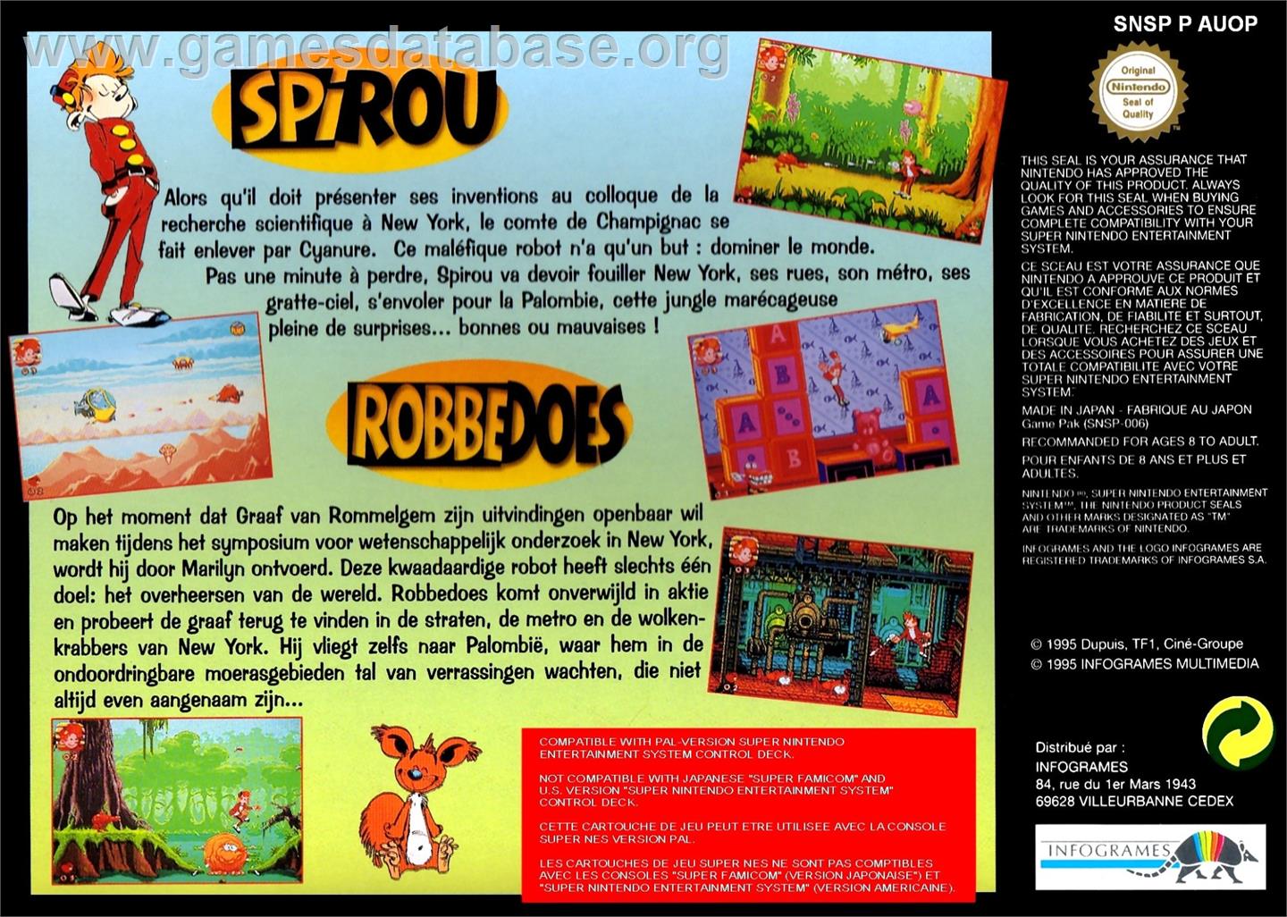 Spirou - Nintendo SNES - Artwork - Box Back