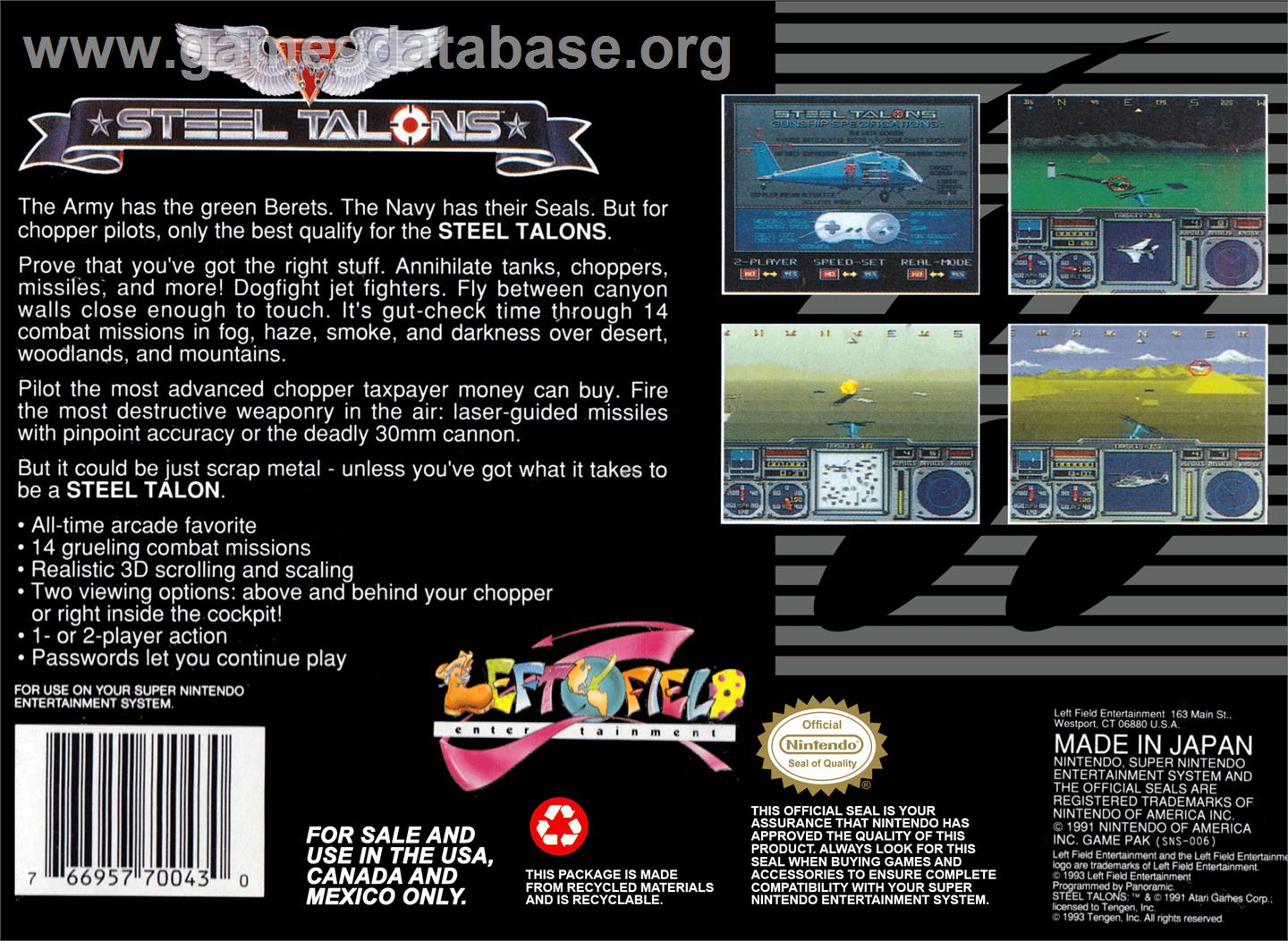 Steel Talons - Nintendo SNES - Artwork - Box Back