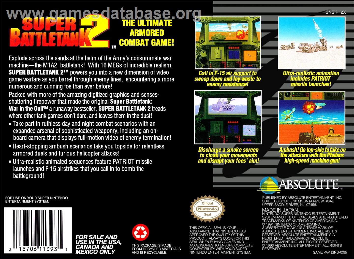 Super Battletank 2 - Nintendo SNES - Artwork - Box Back