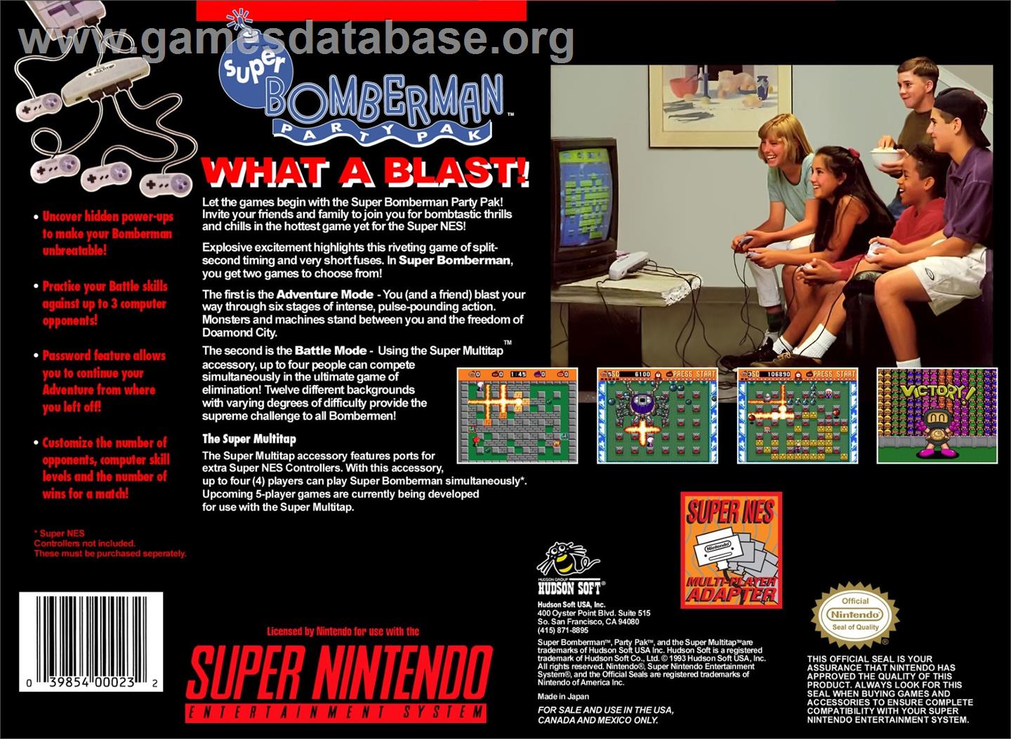 Super Bomberman - Nintendo SNES - Artwork - Box Back