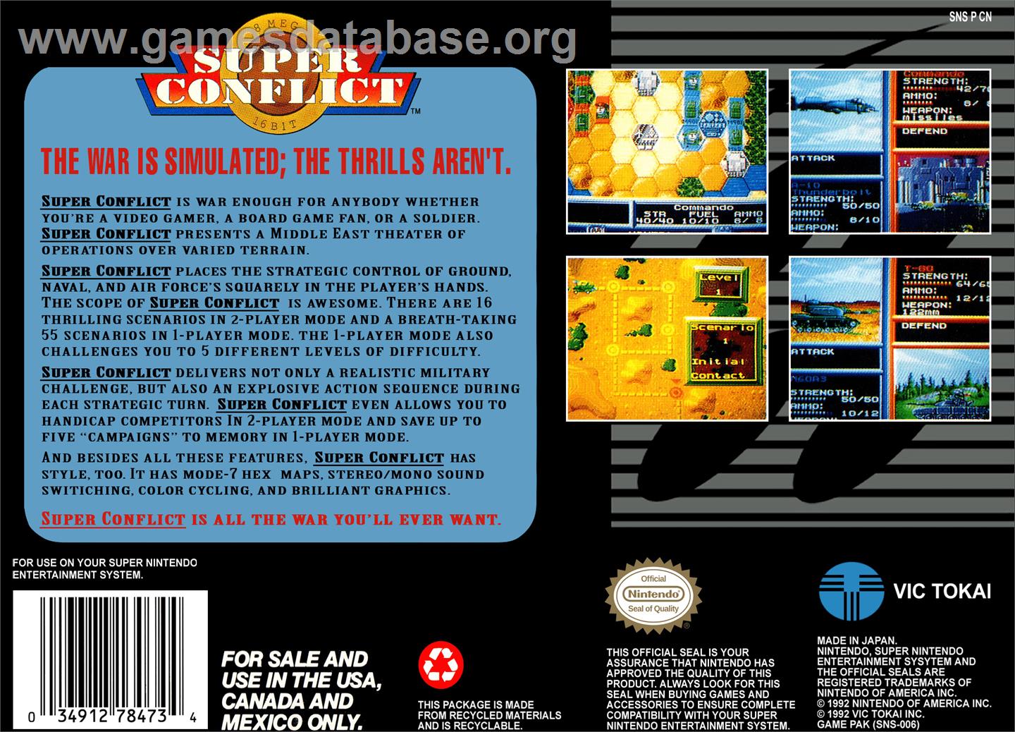 Super Conflict: The Mideast - Nintendo SNES - Artwork - Box Back