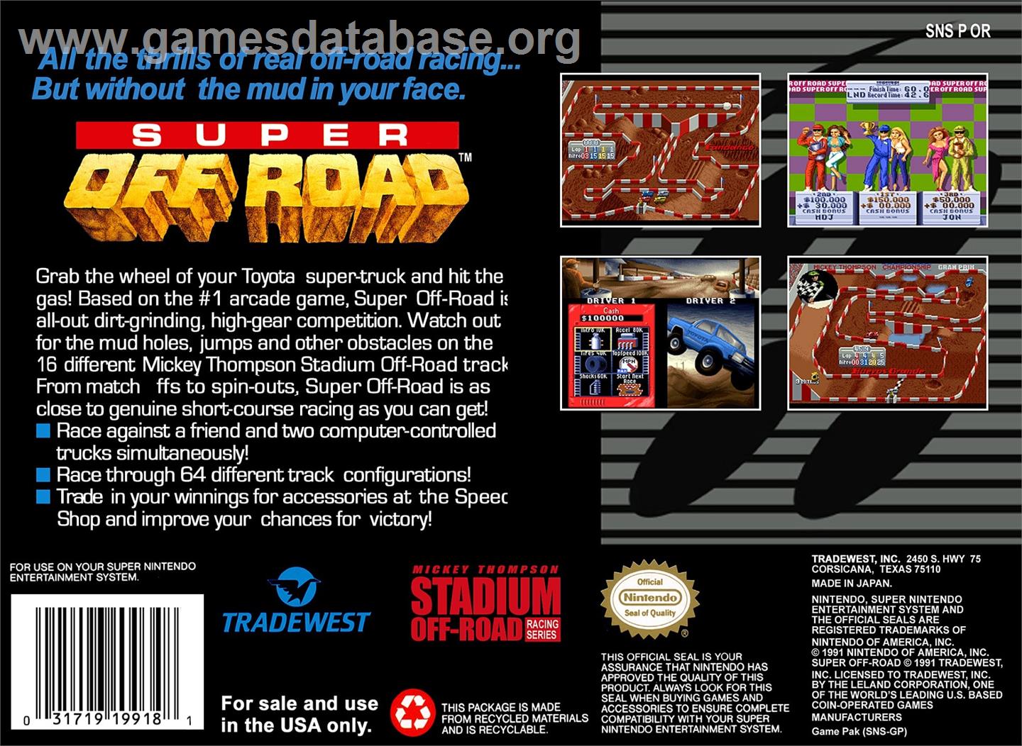 Super Off Road - Nintendo SNES - Artwork - Box Back