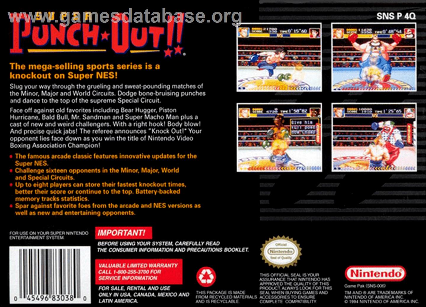 Super Punch-Out!! - Nintendo SNES - Artwork - Box Back