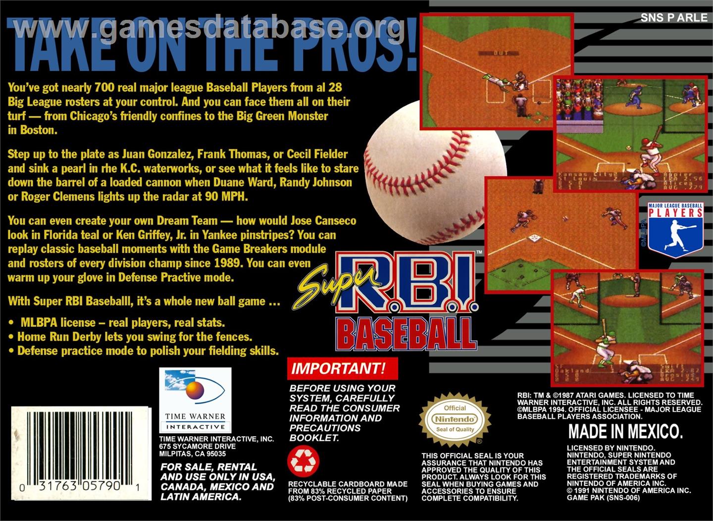 Super R.b.i. Baseball - Nintendo SNES - Artwork - Box Back