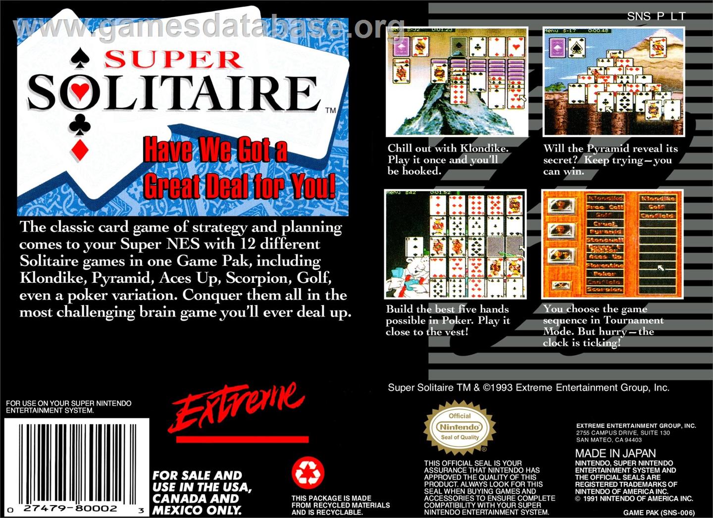 Super Solitaire - Nintendo SNES - Artwork - Box Back