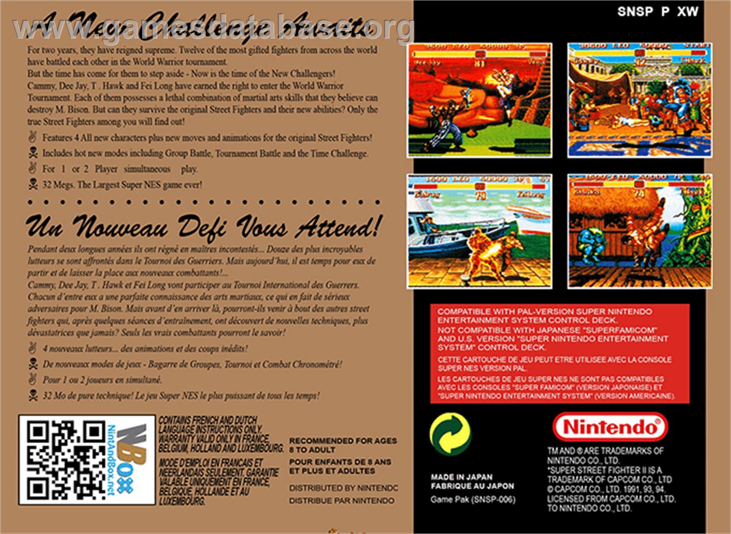 Super Street Fighter II: The New Challengers - Nintendo SNES - Artwork - Box Back