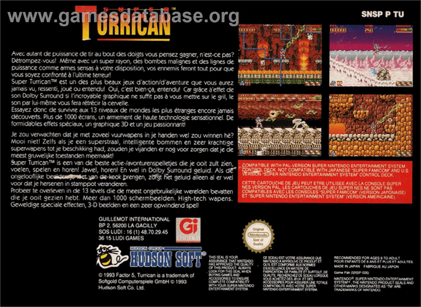 Super Turrican - Nintendo SNES - Artwork - Box Back