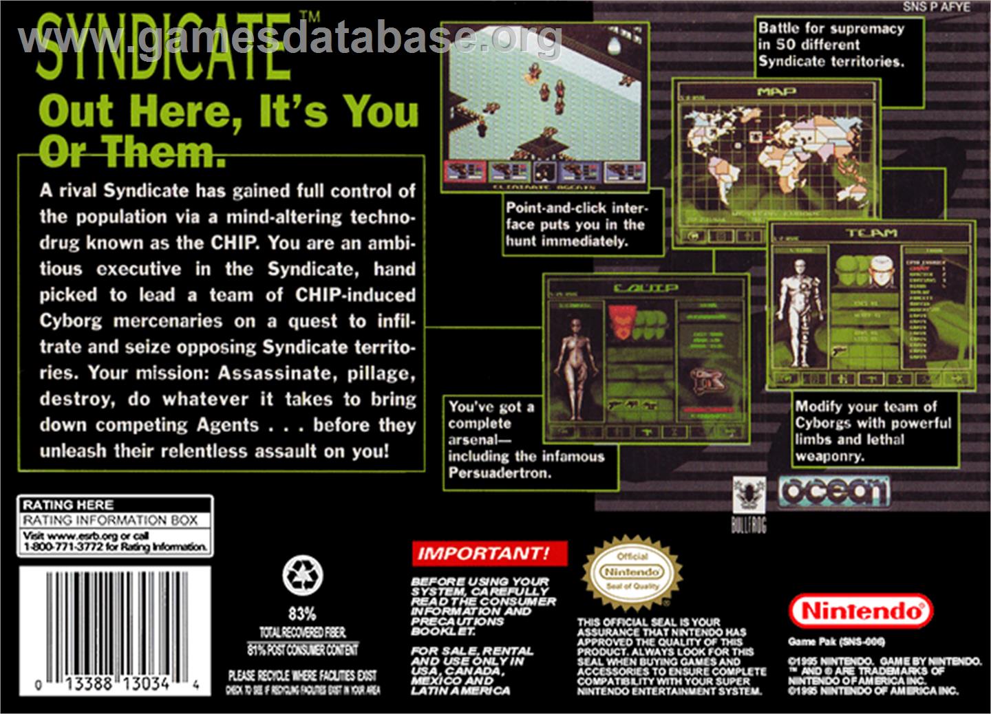 Syndicate - Nintendo SNES - Artwork - Box Back