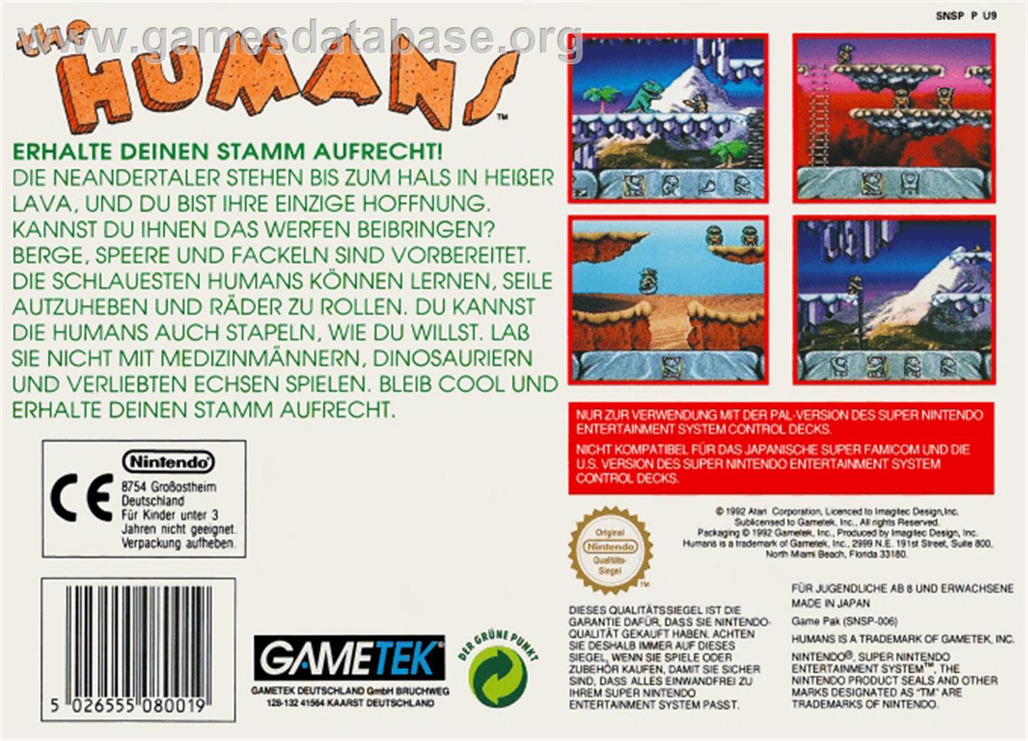 The Humans - Nintendo SNES - Artwork - Box Back