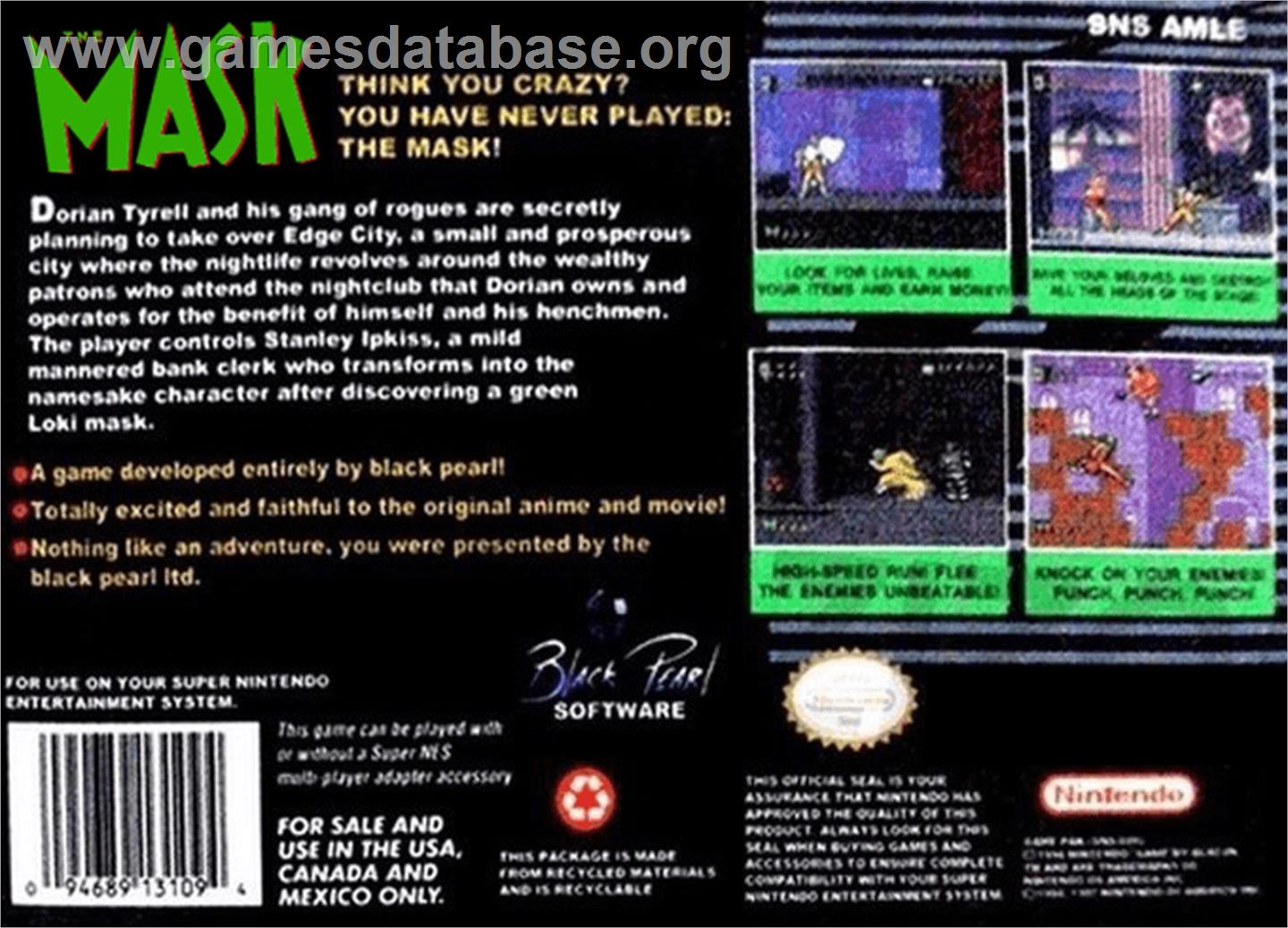 The Mask - Nintendo SNES - Artwork - Box Back