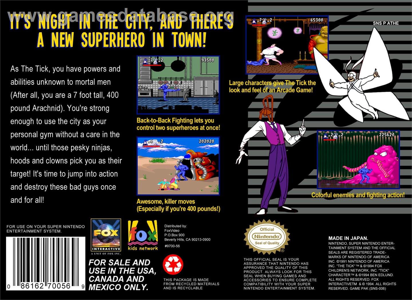 Tick, The - Nintendo SNES - Artwork - Box Back