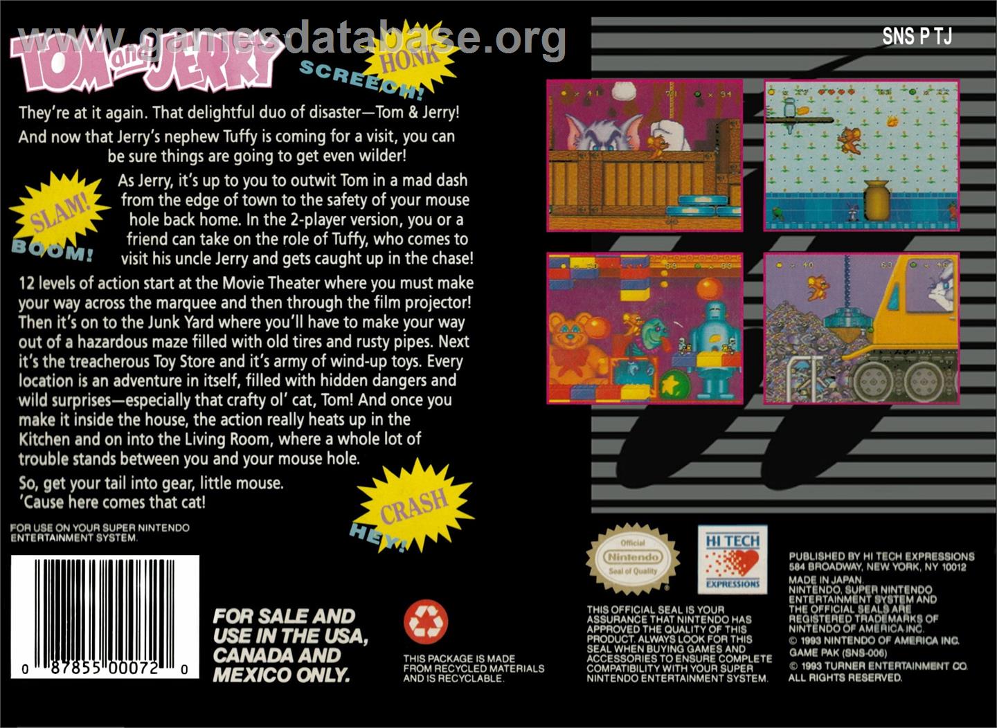 Tom And Jerry - Nintendo SNES - Artwork - Box Back