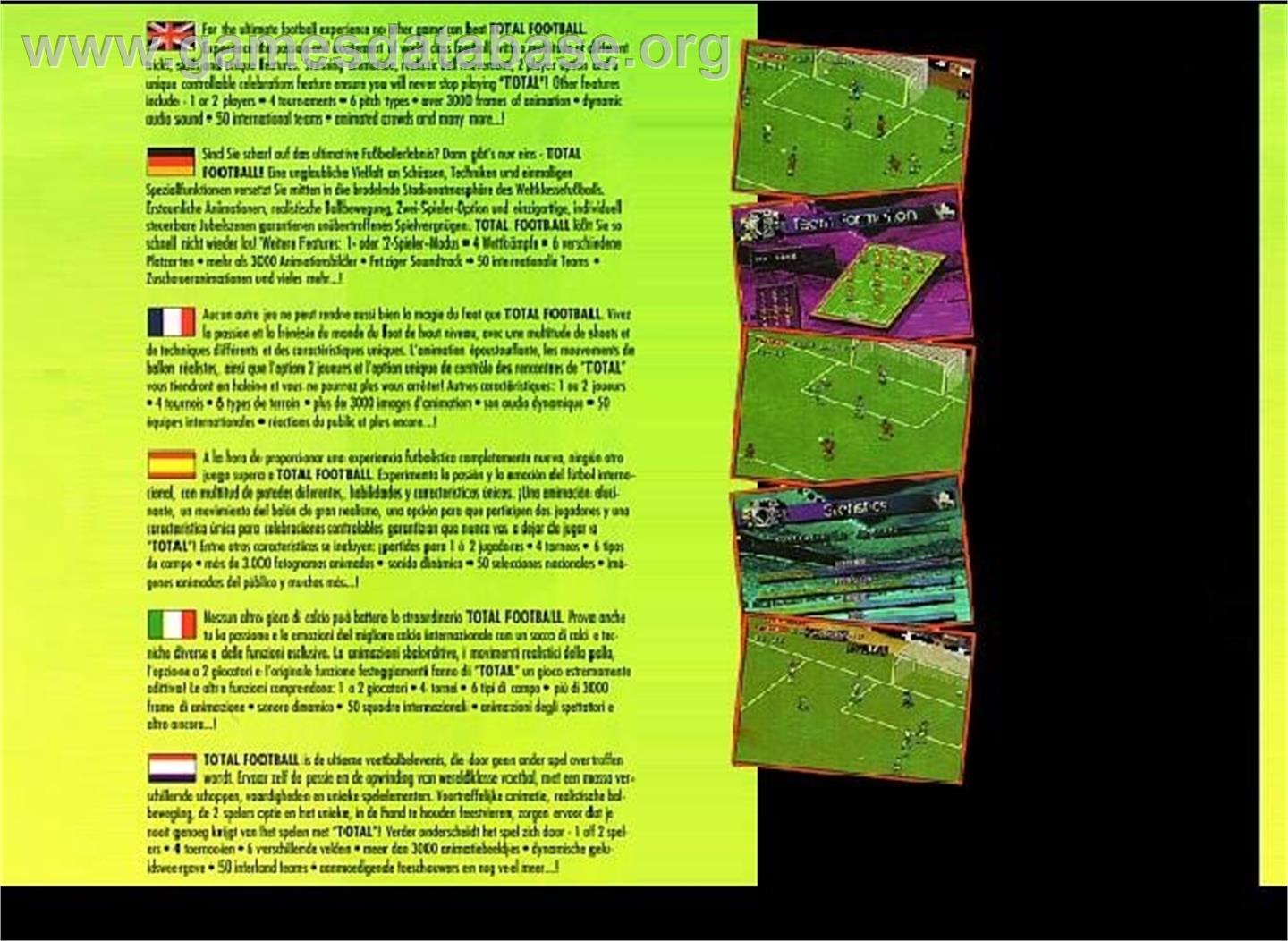Total Football - Nintendo SNES - Artwork - Box Back
