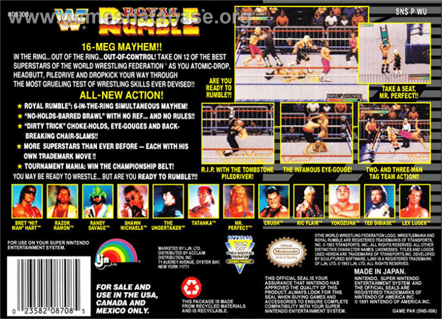 WWF Royal Rumble - Nintendo SNES - Artwork - Box Back