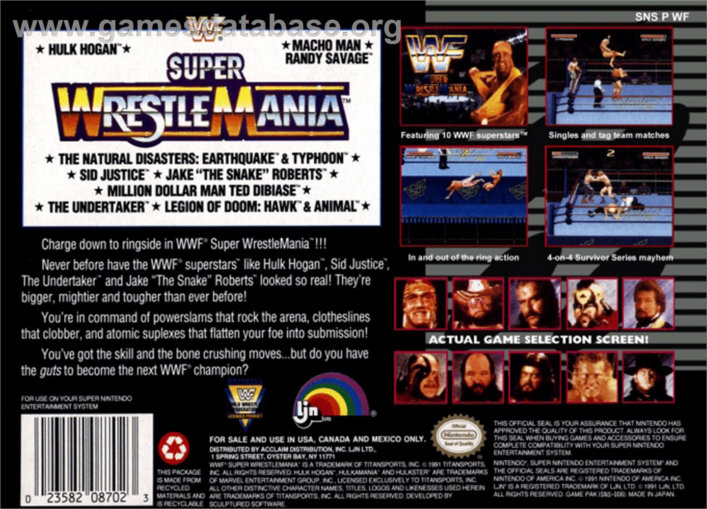WWF Super Wrestlemania - Nintendo SNES - Artwork - Box Back