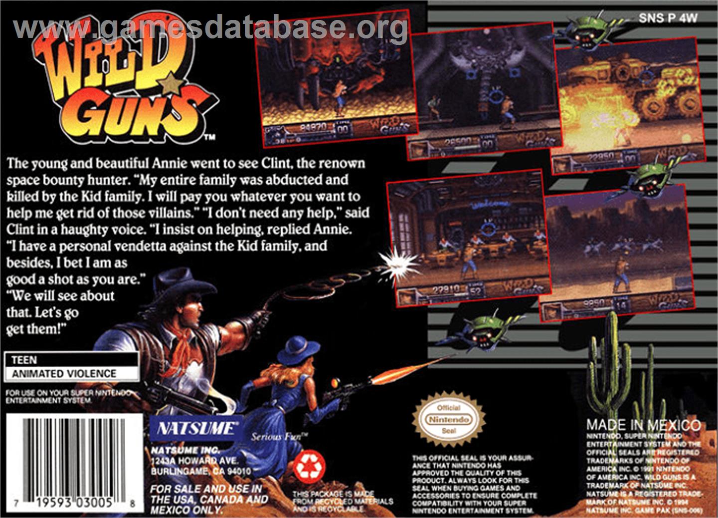 Wild Guns - Nintendo SNES - Artwork - Box Back