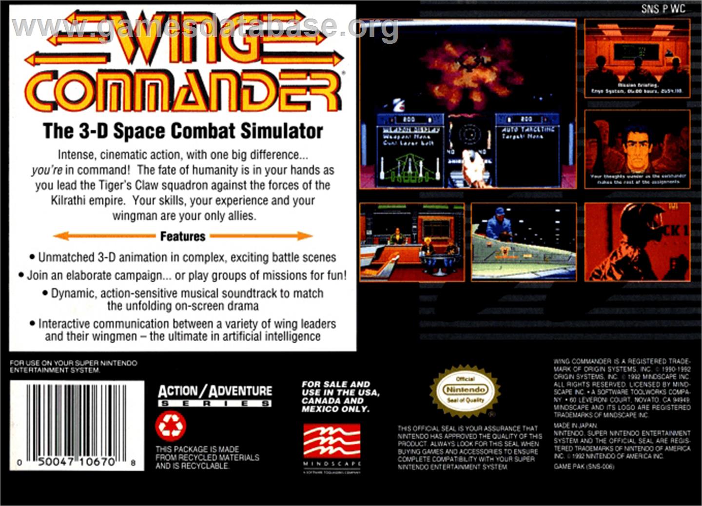 Wing Commander - Nintendo SNES - Artwork - Box Back