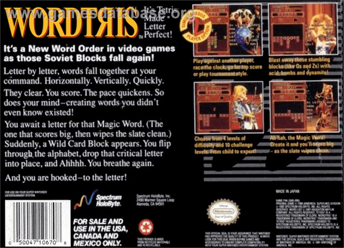 Wordtris - Nintendo SNES - Artwork - Box Back