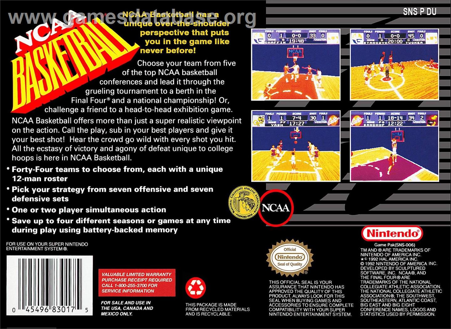 World League Basketball - Nintendo SNES - Artwork - Box Back