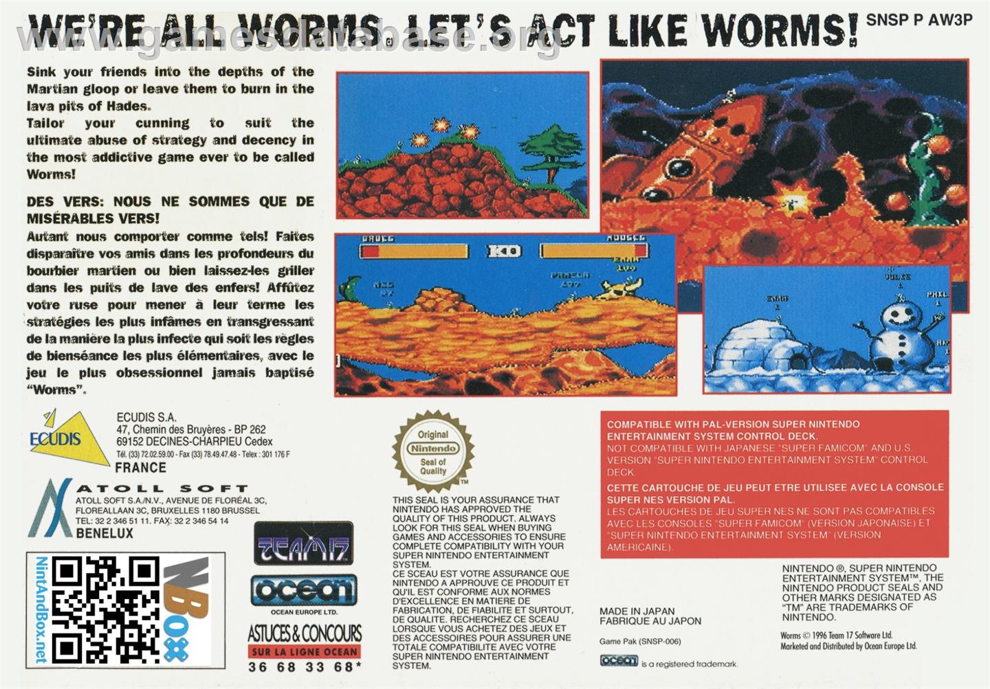 Worms - Nintendo SNES - Artwork - Box Back