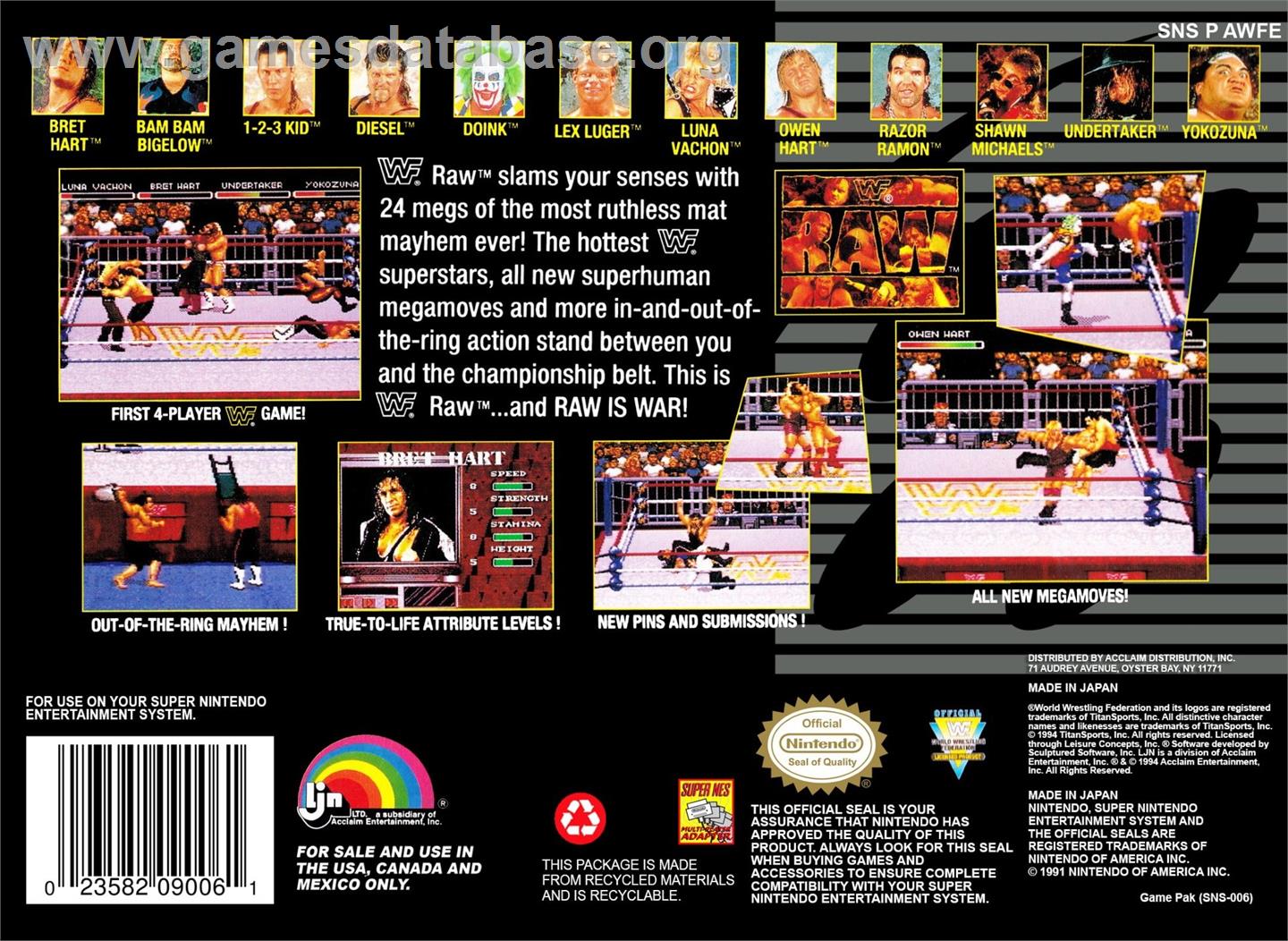 Wwf Raw - Nintendo SNES - Artwork - Box Back
