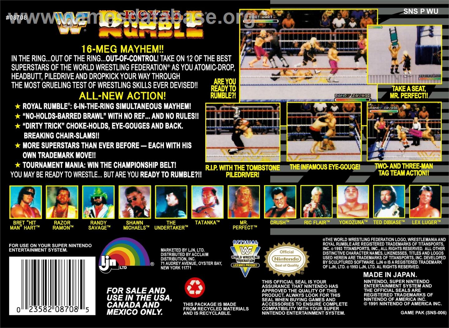 Wwf Royal Rumble - Nintendo SNES - Artwork - Box Back