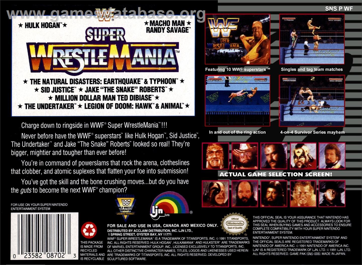 Wwf Super Wrestlemania - Nintendo SNES - Artwork - Box Back