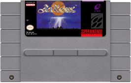 Cartridge artwork for Actraiser on the Nintendo SNES.