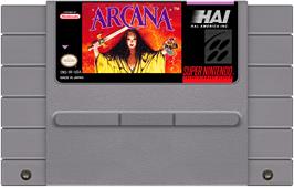 Cartridge artwork for Arcana on the Nintendo SNES.