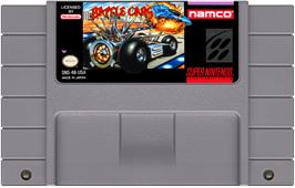 Cartridge artwork for Battle Cars on the Nintendo SNES.