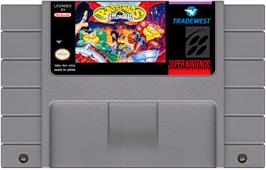 Cartridge artwork for Battletoads In Battlemaniacs on the Nintendo SNES.