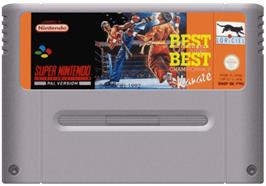 Cartridge artwork for Best of the Best Championship Karate on the Nintendo SNES.