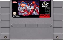 Cartridge artwork for Bill Laimbeer's Combat Basketball on the Nintendo SNES.