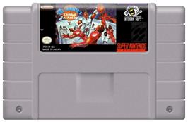 Cartridge artwork for Bill Laimbeer's Combat Basketball on the Nintendo SNES.