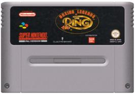 Cartridge artwork for Boxing Legends of the Ring on the Nintendo SNES.