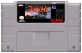 Cartridge artwork for Bram Stoker's Dracula on the Nintendo SNES.
